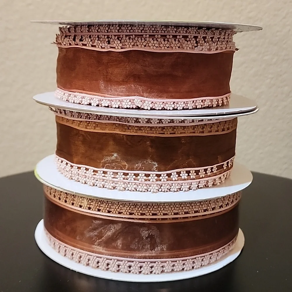 3 Rolls Kirkland Signature Wire-Edged Ribbon, Approx 125 yards total
